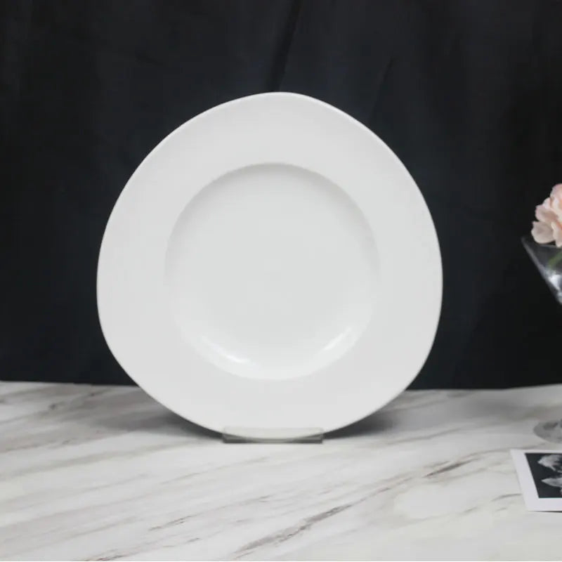 main course white ceramic plate for kitchen wholesale plate ceramic white dishes white round ceramic plate