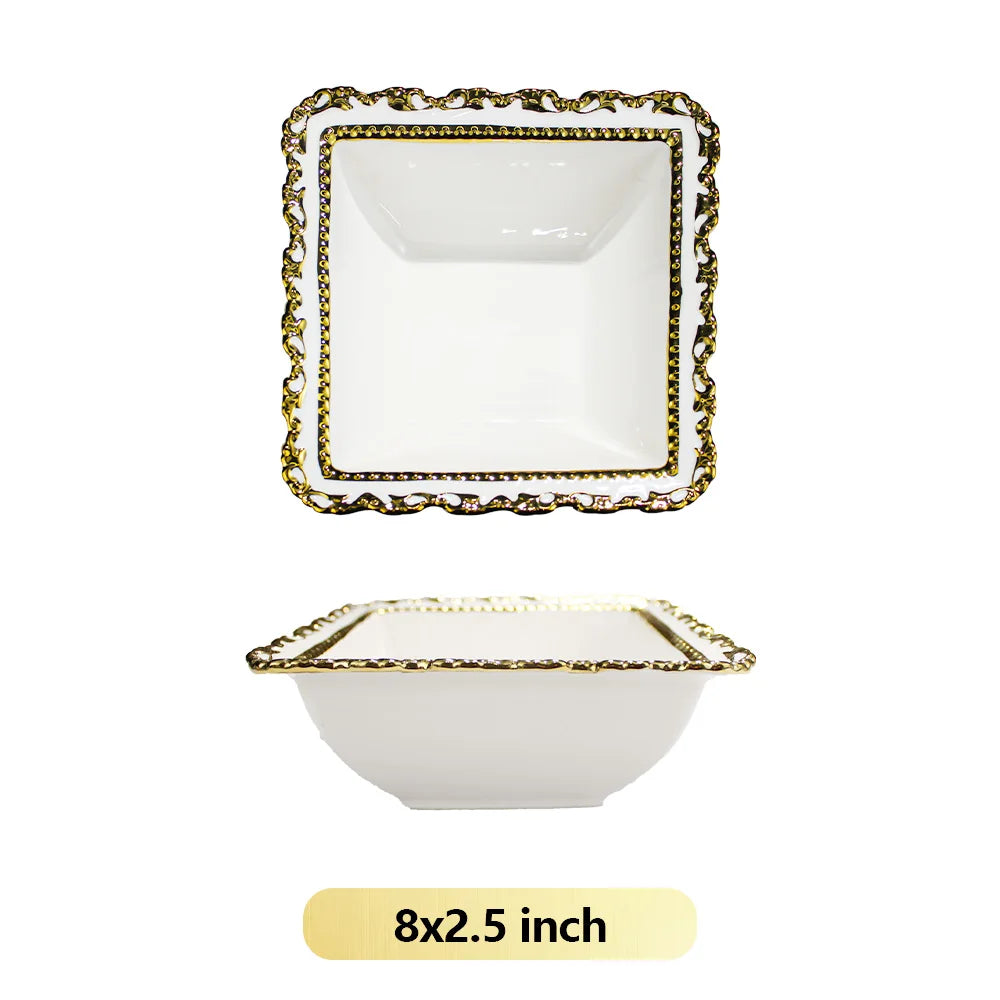 Golden Wedding Ceramic Round Square Rectangle Plate Gift Box