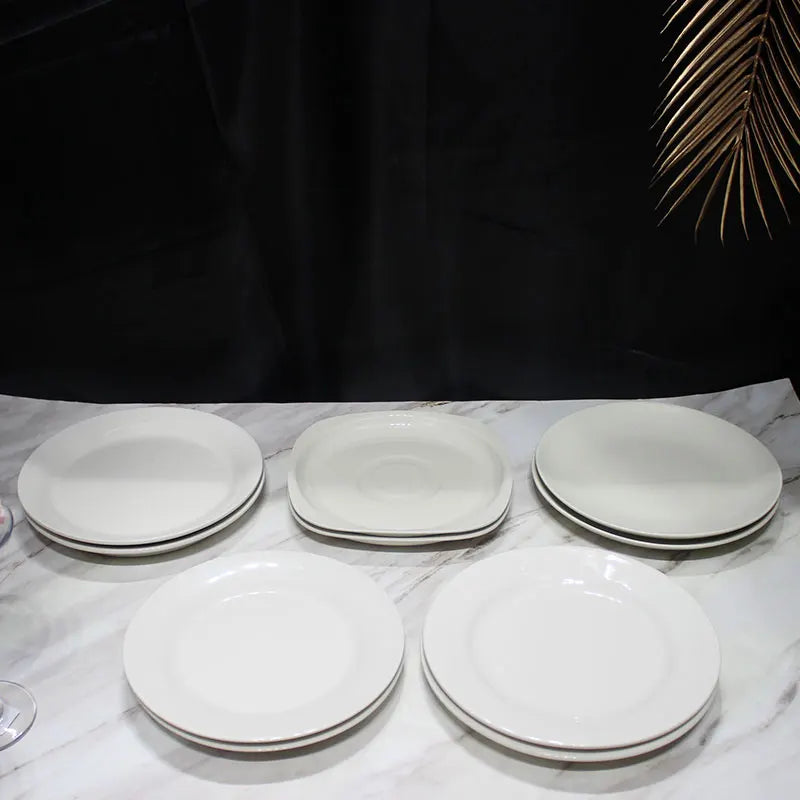 High white porcelain dinner plates round flat plates and dishes ceramic plates for restaurants and bars