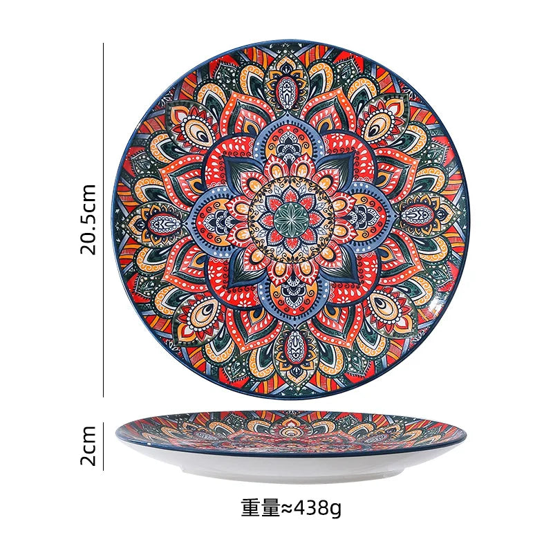 OEM ODM Large Round Shallow Luxury Color Dinner Ceramic Tableware Set