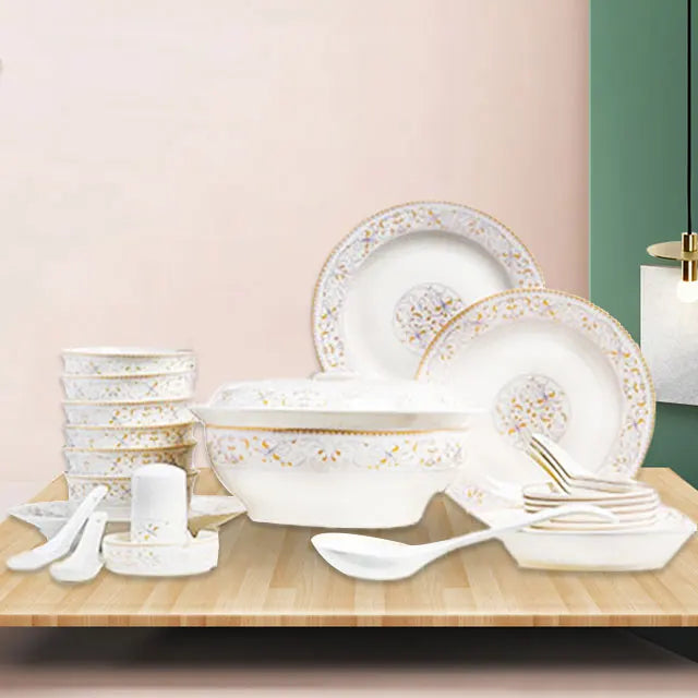 Wholesale 28/56pcs Ceramic Plate and Bowl Set Bone china Dinner Plates luxury Sets