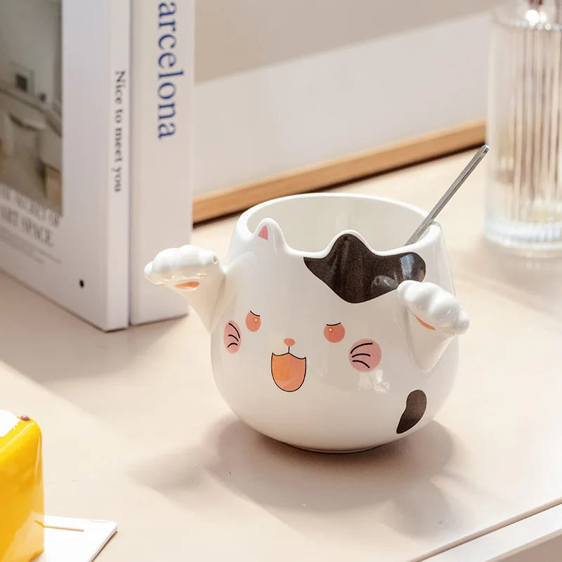 Hot Selling Hand painted cartoon ceramic mug with cute animal shape mug