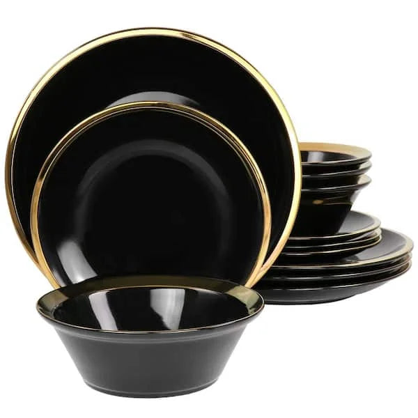 dinnerware sets luxury porcelain gold  Stone Color Glazed Stoneware Ceramic Dinnerware dinner set ceramic