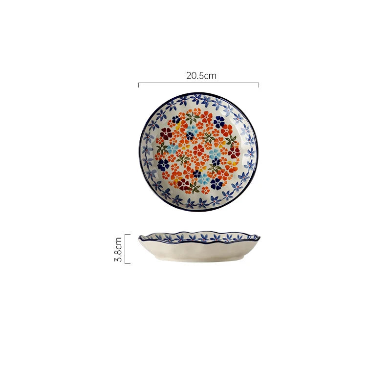 wholesale Bohemian Style Binaural Bakeware Ceramic Bake Plate Baking Dish Ceramic Baking Tray For Kitchen