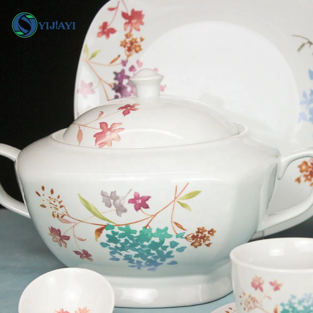 JIUWANG Wholesale Cheap Ceramic Round Customize Wedding Mug Bone China Tea Pakistan bon china dinner set 72 pcs