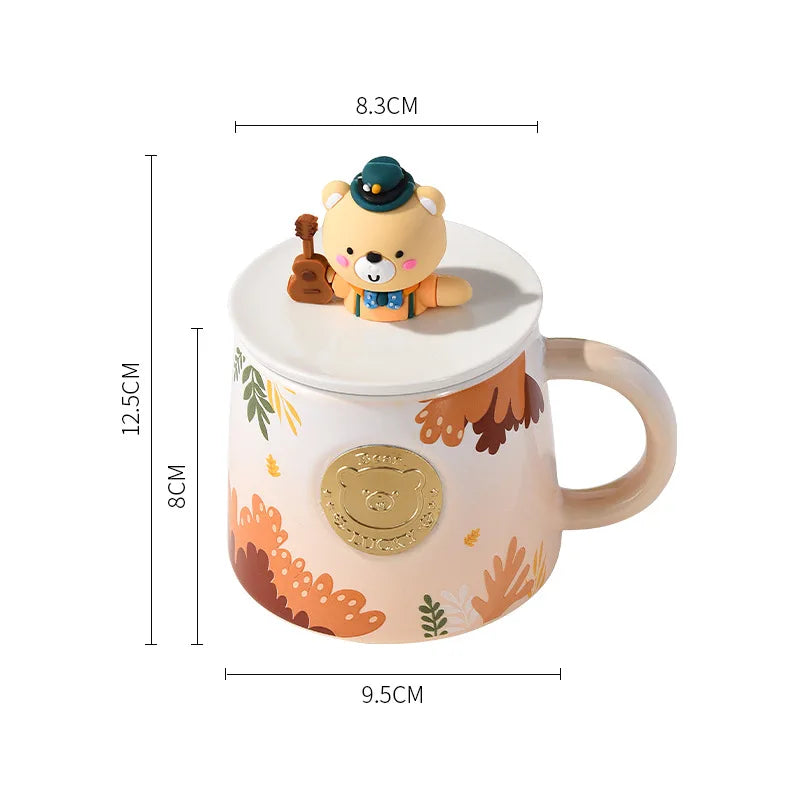 JIUWANG Creative cartoon bear mug gradient color large capacity ceramic water cup