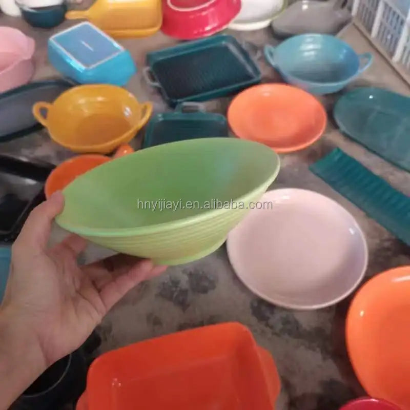 wholesale Cheap Hotel Tableware Direct Sell Kitchen Cabinet White Ceramic porcelain colorful Plates in Stock