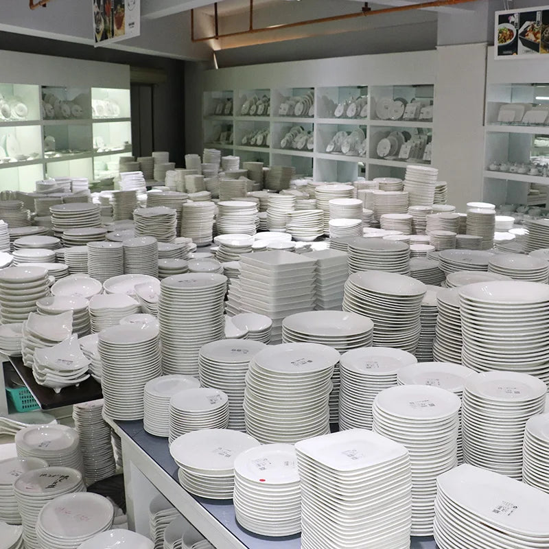 wholesale  1 ton Simply White ceramic plates dinnerware plates restaurants ceramic per tons high quality with supplier logo