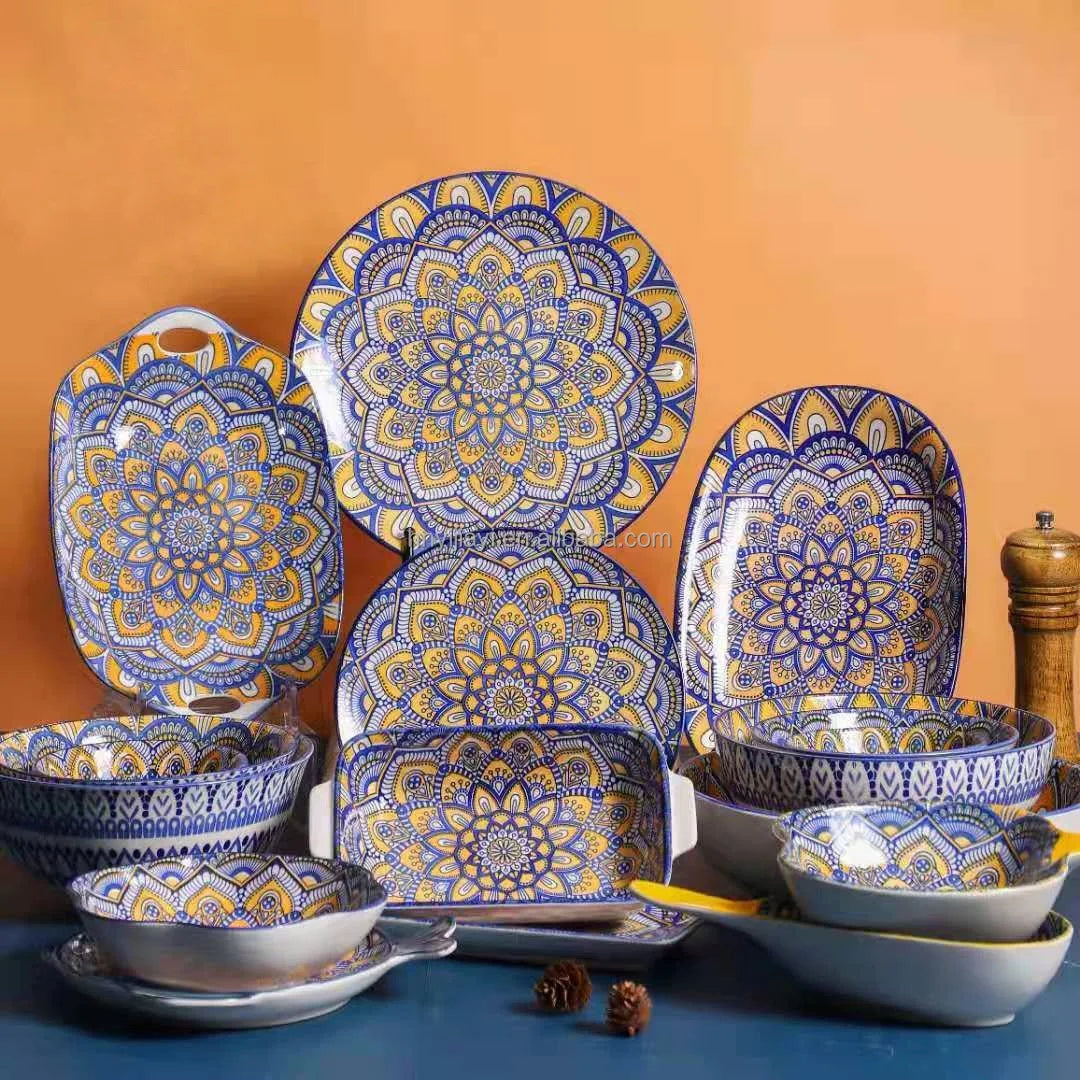 Bohemian dishes and tableware set, household baking tray, assorted dishes dinnerware set