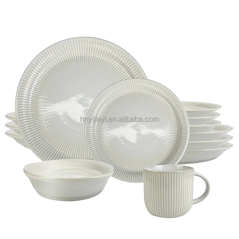 restaurant furniture  tableware set 12 18 24 piece  Stone Color Glazed Stoneware Ceramic Dinnerware crockery dinner sets ceramic