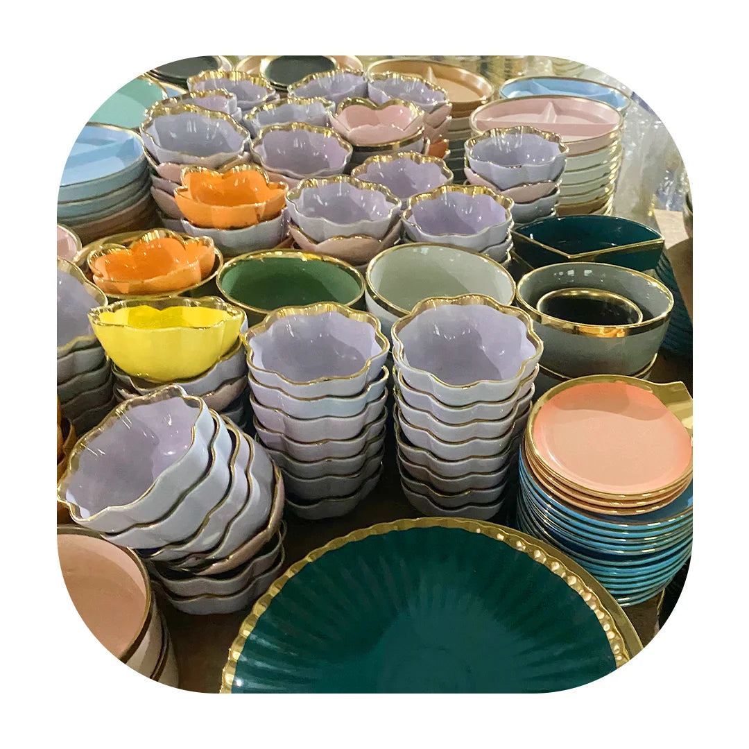 Color Tableware Set Ceramic Dinner Plates Dishes Plates And Bowls Set Food Plate Salad Soup Bowl Dinnerware Set For Restaurant