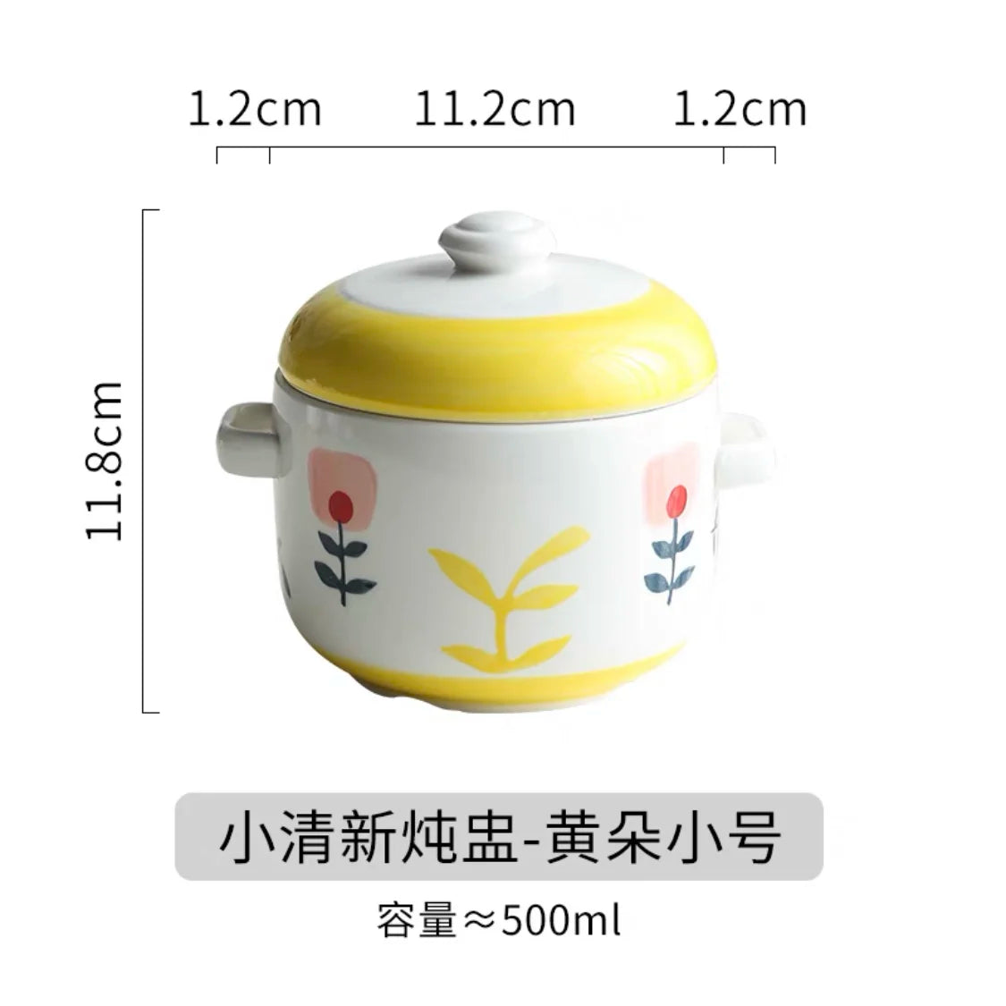 Ceramic water-proof stew pot with lid double ear stew bird's nest cup steamed egg cup household small soup cup stew bowl