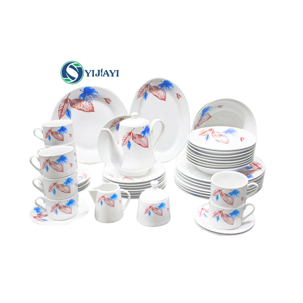 JIUWANG  Wholesale Cheap Ceramic Customize Pakistan Dinnerware plates sets dinnerware 42pcs 60pcs 56pcs 72pcs