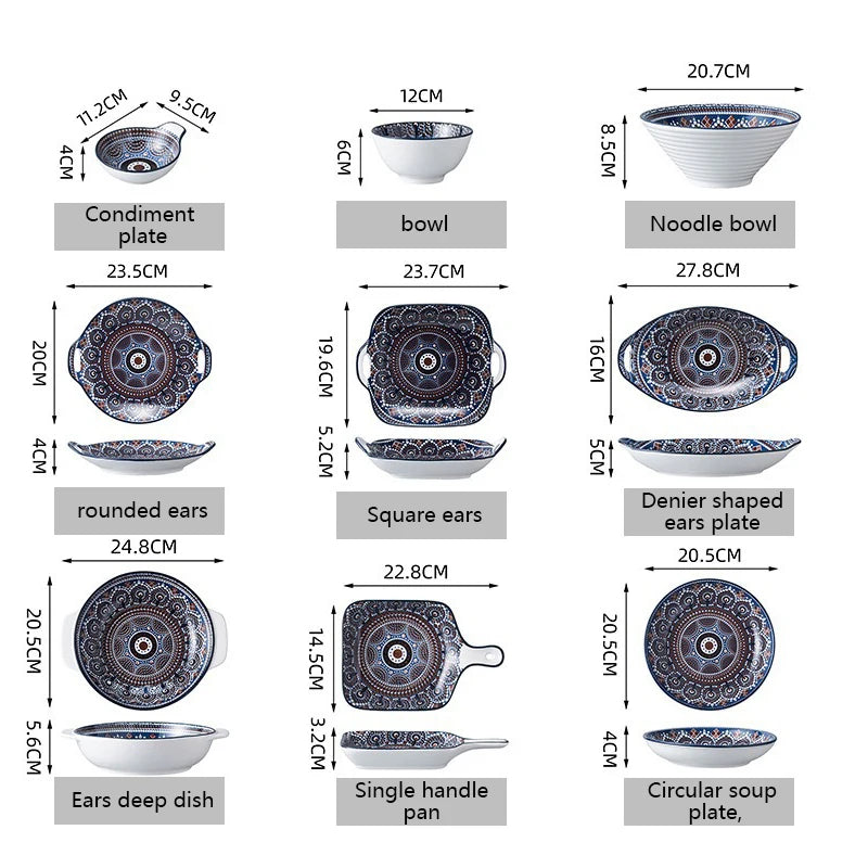 Bohemian dishes and tableware set, household baking tray, assorted dishes dinnerware set