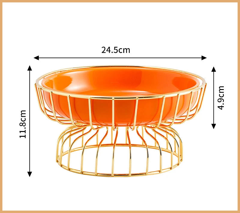 Luxury style Metal Ceramic Cake Dessert Plate Decorative Serving Bowls Snack Serving Dish Fruit Vegetable Tray