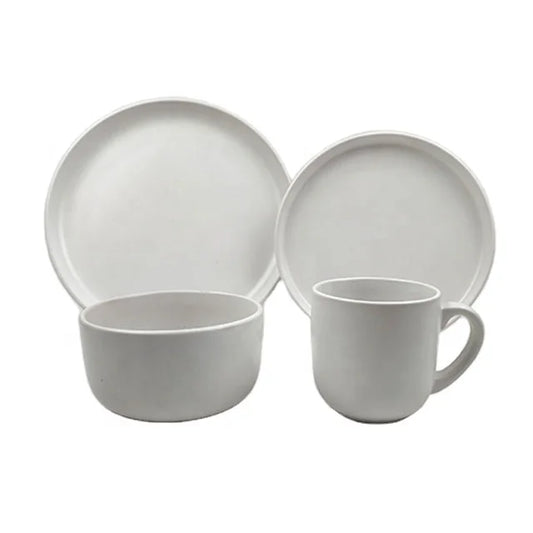 White frosted glaze stoneware porcelain plates bowls cups Western food supermarket sells porcelain dinner dinnerware set