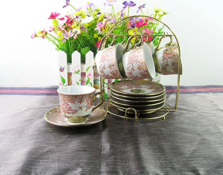 Gold rim porcelain tea sets with teapot ethiopian ceramic tea pot and cup set