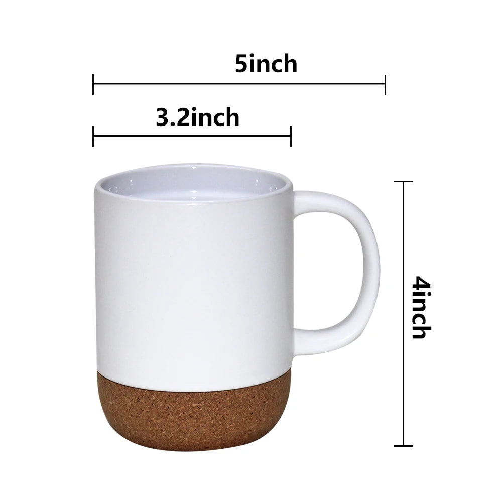 ceramic mug with removable bottom cork base and splash proof lid