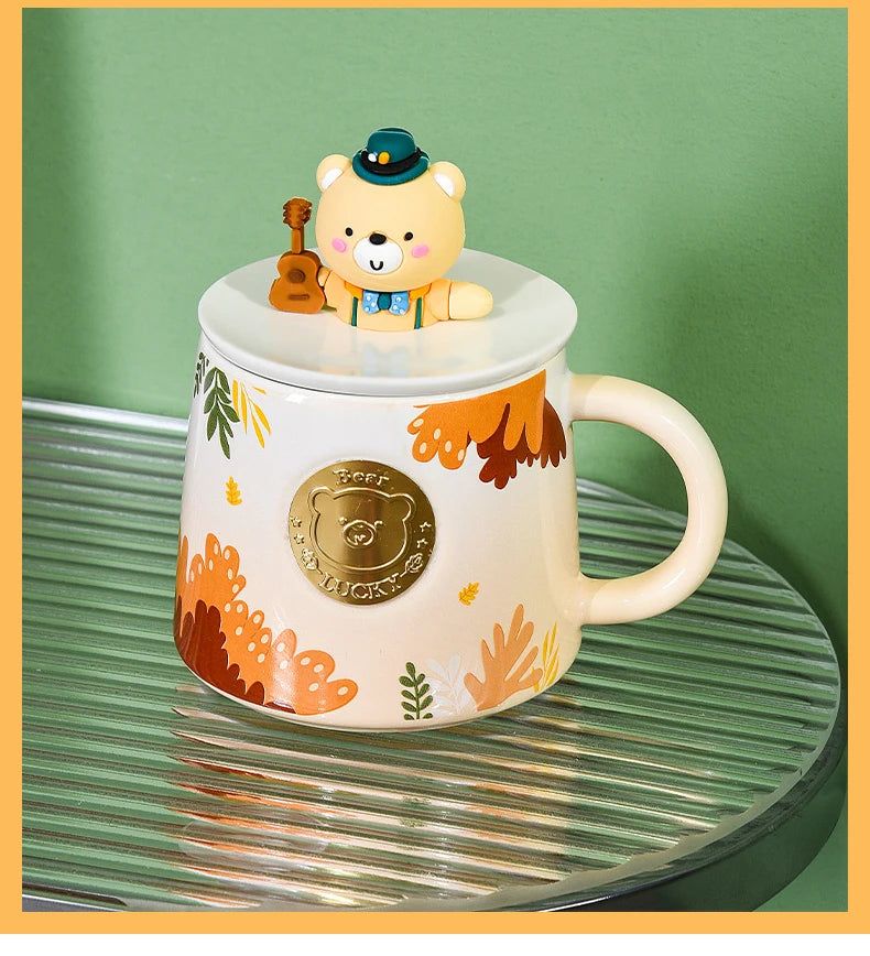 Wholesale Creative cartoon bear mug large capacity couple ceramic water mug coffee mug