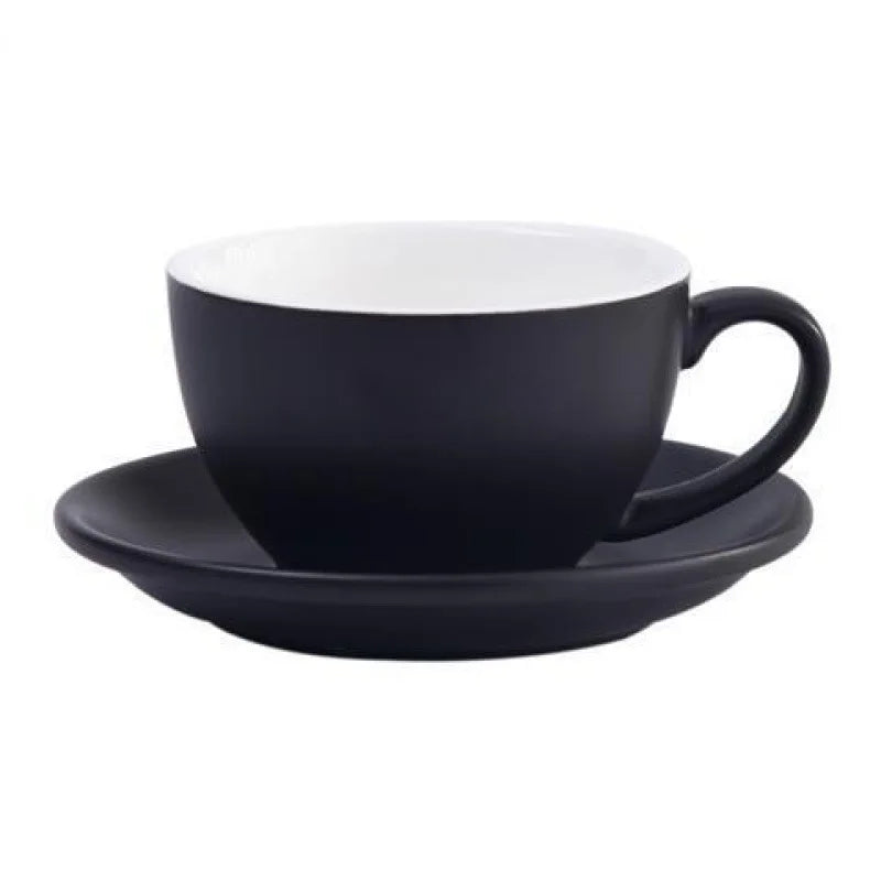 china  Wholesale Multiple Color Optional Matte 300cc European Porcelain reusable  Coffee Cup Ceramic Milk Cup With Saucer Set