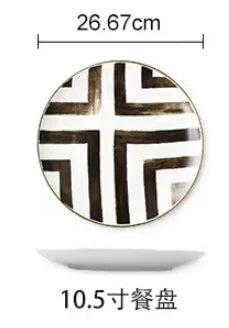 Factory Price Modern Porcelain Black and White Dinner Ceramic Dish European Style Plate for Wedding And Party