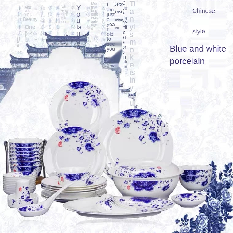 Customized Restaurant Hotel European Wholesale Fine Dinner Set China Ceramic Crockery Porcelain Dinnerware Tableware Sets