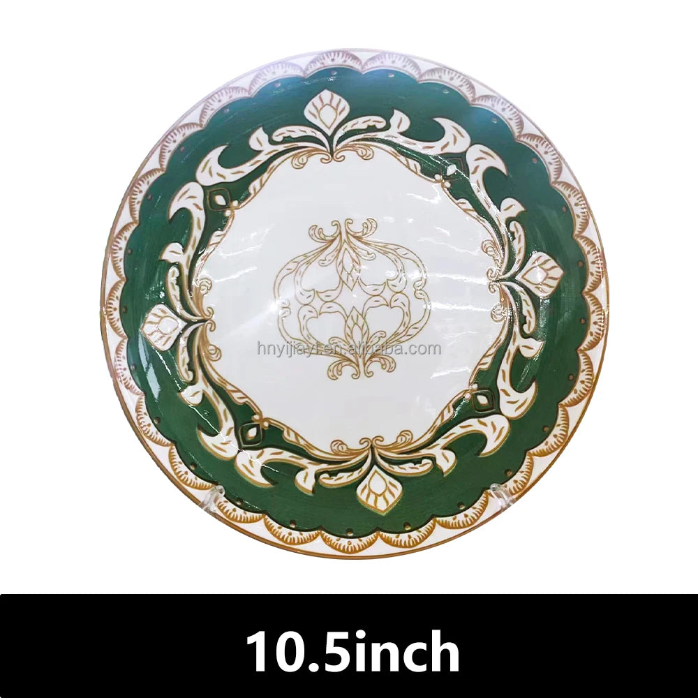 custom restaurant ceramic porcelain  flower flatware 12inch 10inch 8inch fine bone china dinner colorful dessert  plates