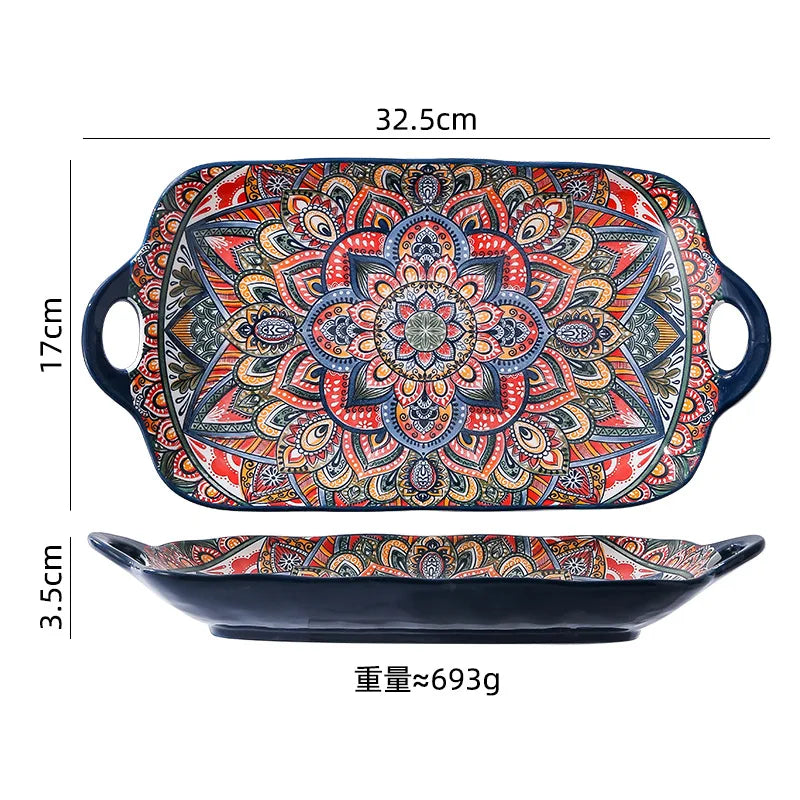 Bohemian dishes and tableware set, household baking tray, assorted dishes dinnerware set