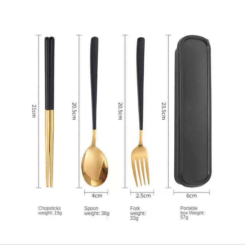 Wholesale Reusable Custom Logo Black And Gold Luxury Wedding Cutlery Set Stainless Steel Cutlery Sets With Box