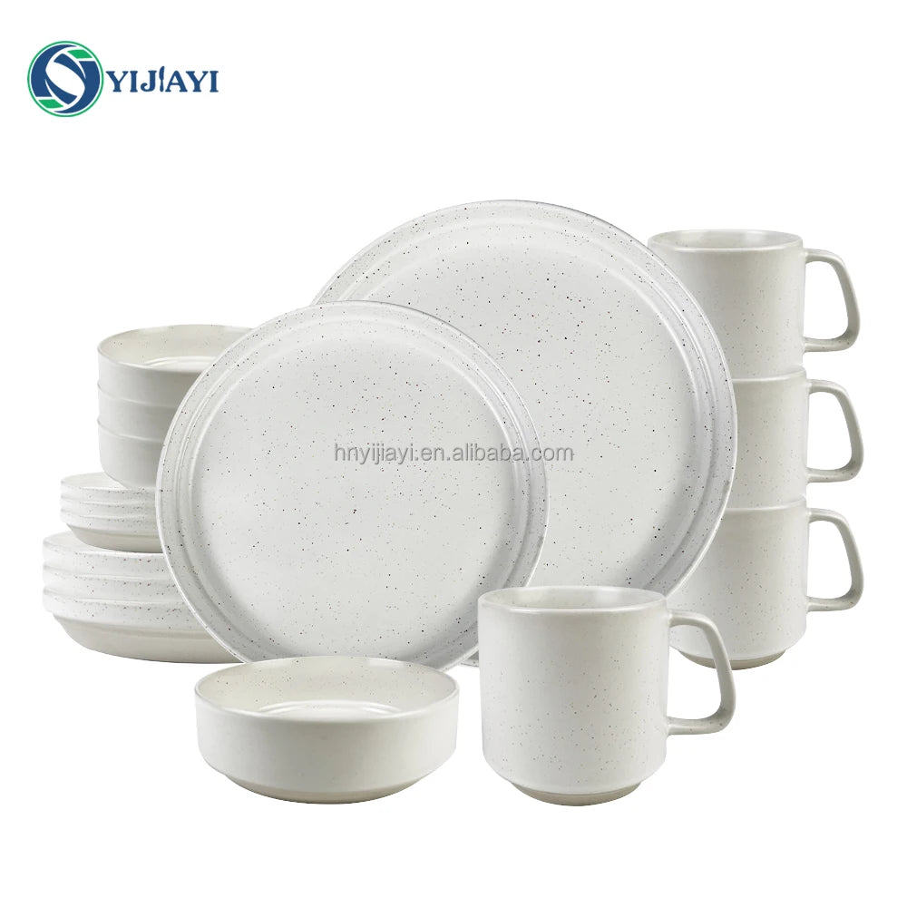 Wholesale Custom Wedding Luxury Glazed Nordic 16pcs Porcelain Stoneware Dinnerware  lux tableware assiette en cramique