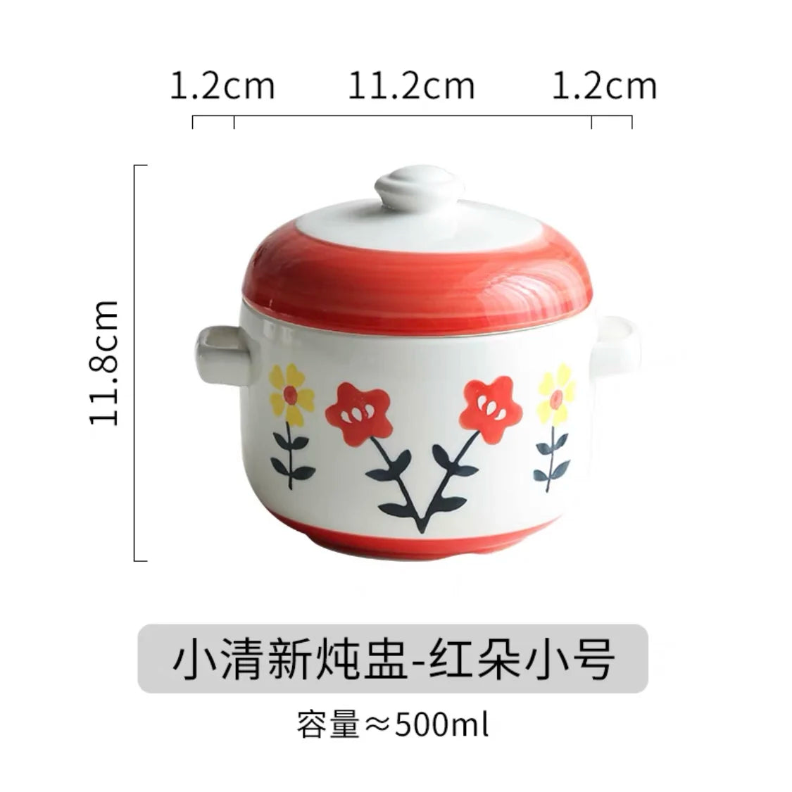 Ceramic water-proof stew pot with lid double ear stew bird's nest cup steamed egg cup household small soup cup stew bowl