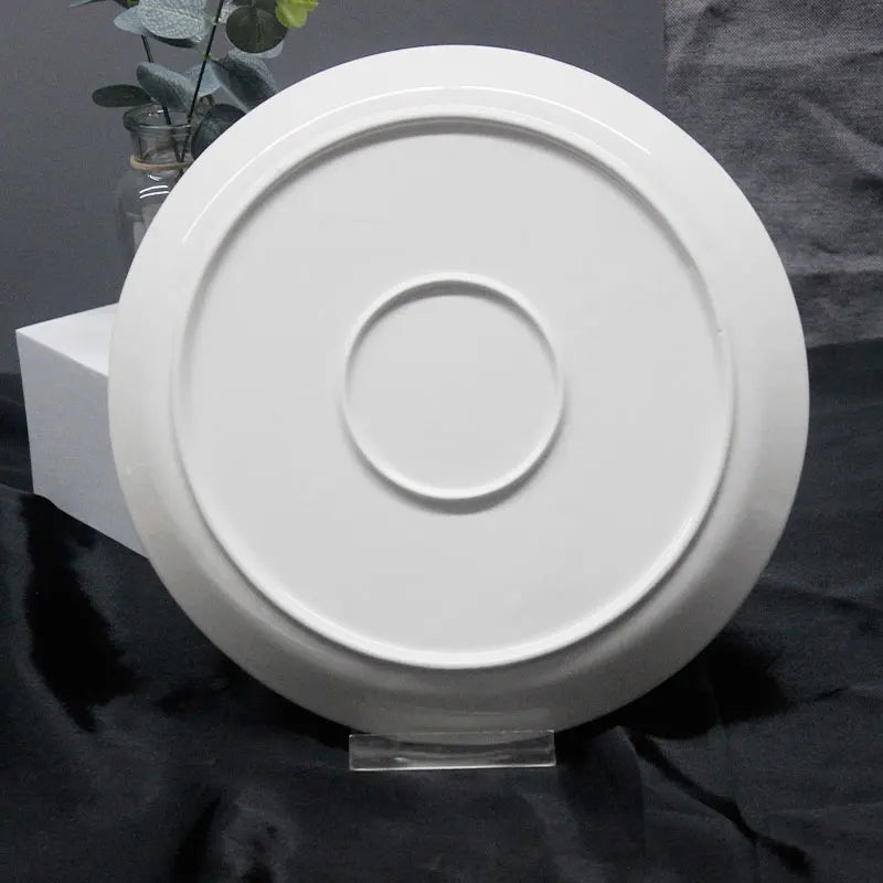 Custom Printed Logo Design Dishes Catering Hotel Ceramic Dinnerware White Plates Ceramic