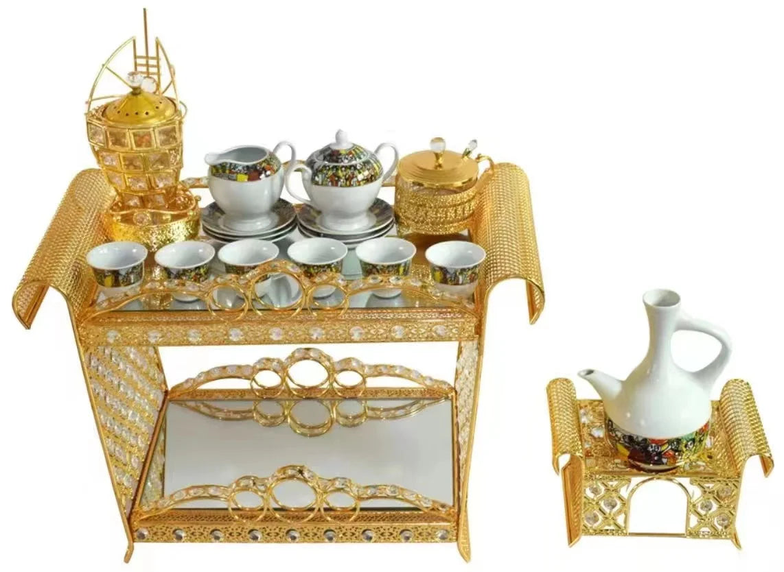 top seller Ethiopian Coffee table gold metal brass rectangular new luxury coffee table