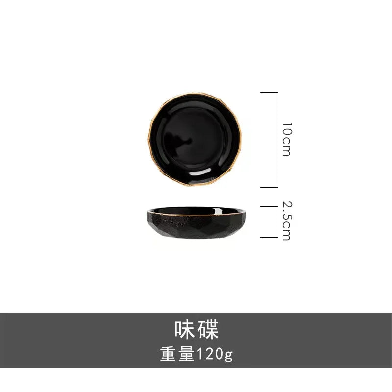 Modern Wedding Tableware Ceramic Plates Porcelain Dinner Set Matte Black Phnom Penh Ceramic Tableware luxury plates