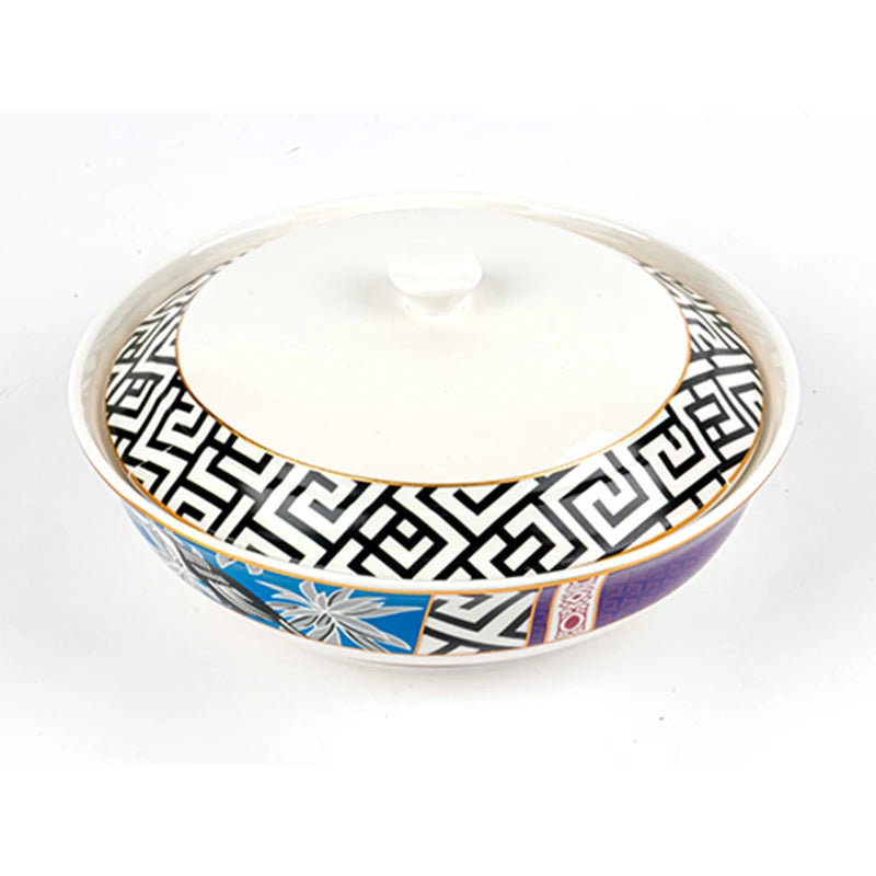 white ceramic soup tureen with embossed decoration high quality cheap price