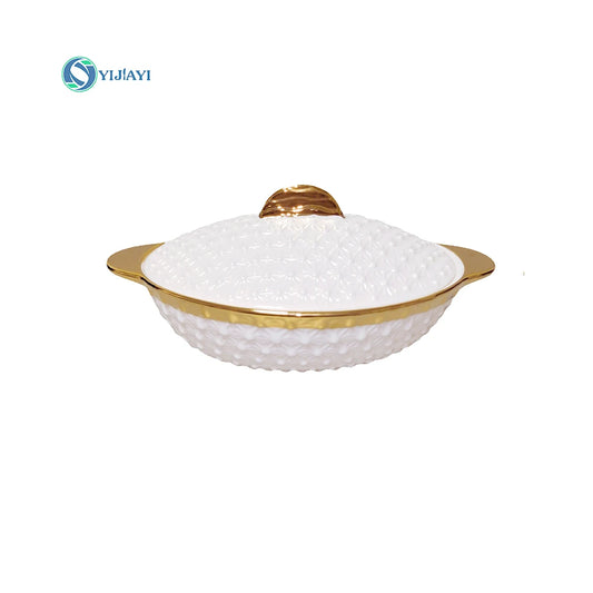 JIUWANG gold-plated ceramic casserole dish with lid Set cooking pots ensemble casserole ustensiles de cuisine