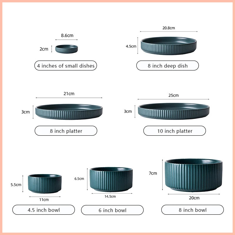 Modern fine quality custom colorful striped porcelain deep dishes set dinnerware manufacturers plates and bowls luxury plate