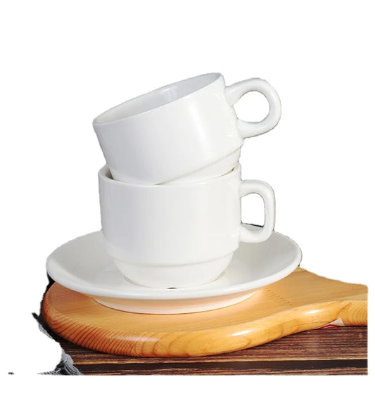 custom 150 ml 100ml 300ml 400ml 200ml  logo plain white ceramic cup and saucer set bone china