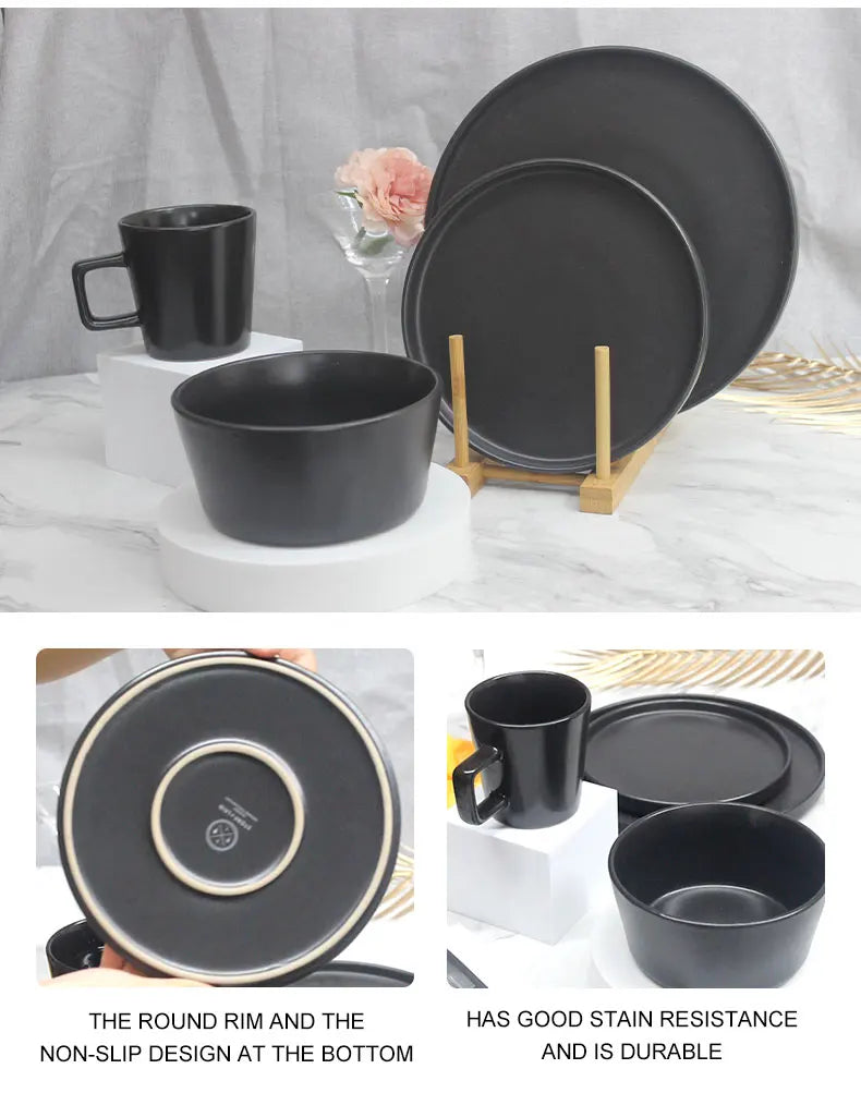 Custom Stoneware Color Handmade Ceramic Unique Luxury Plates Dinning Plates Set Dinnerware