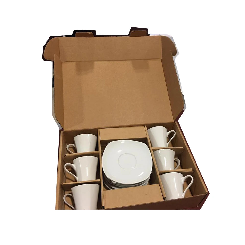 coffee tea cup set packing gift box  with drawer custom logo plain white ceramic porcelain cappuccino espresso