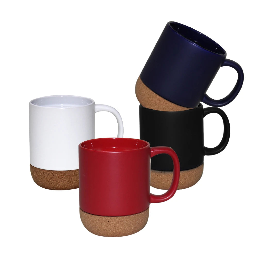 JIUWANG 13oz 503 ml ceramic cork mug with lid cover