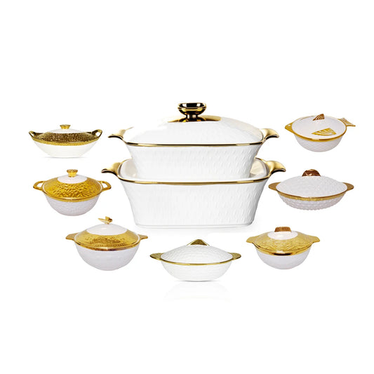 Elegant Gold-Plated Inox Casseroles Set Ceramic Cooking Pots with Handles Kitchenware for Stylish & Stocked Kitchen Use