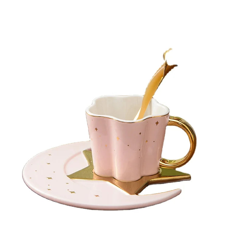 direct sales china wholesale ceramic irregular mug Nordic new and chic irregular creative touch gold handle ceramic coffee cup