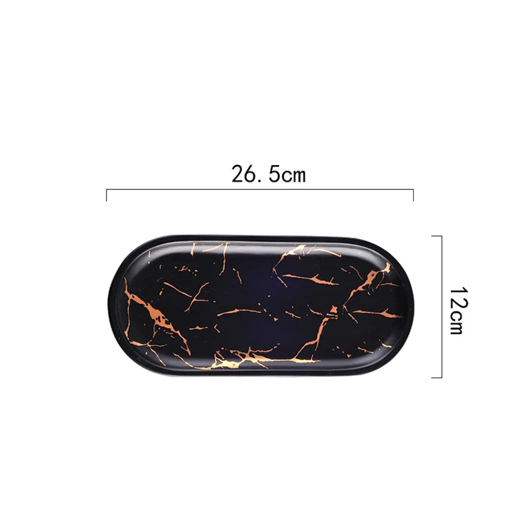 new arrival  Custom Black round oval Marble Serving Tray/Ceramic tray/serving tray for Home Hotel Restaurant