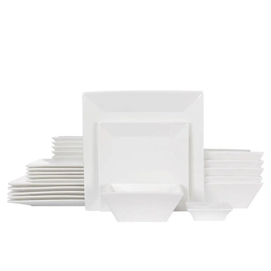 Hot Sell bulk Restaurant white color ceramic 9 inches square dinner plates stock lots Plates bowls saucers Sell By Ton