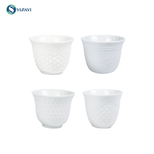 jiuwang factory ceramic cawa cups customizes 12-Piece Arabic Cup Set For Coffee And Tea Serves