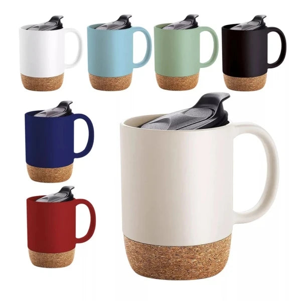 JIUWANG 13oz sublimation ceramic coffee mugs with corked removable bottom