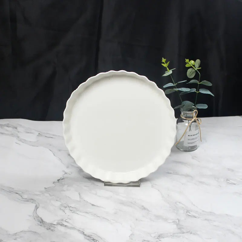 Modern Bulk Stock White Ceramic Tableware Classic Plant Design Sustainable No Logo Plates Bowls Saucers Sold Ton Kitchen Use