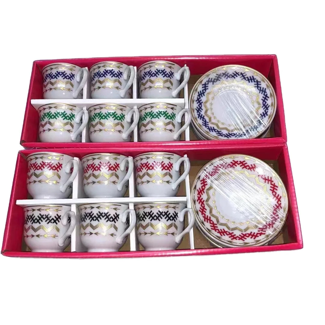 Wholesale ceramic cup and saucer exquisite decal craft porcelain milk coffee tea cup and saucer set