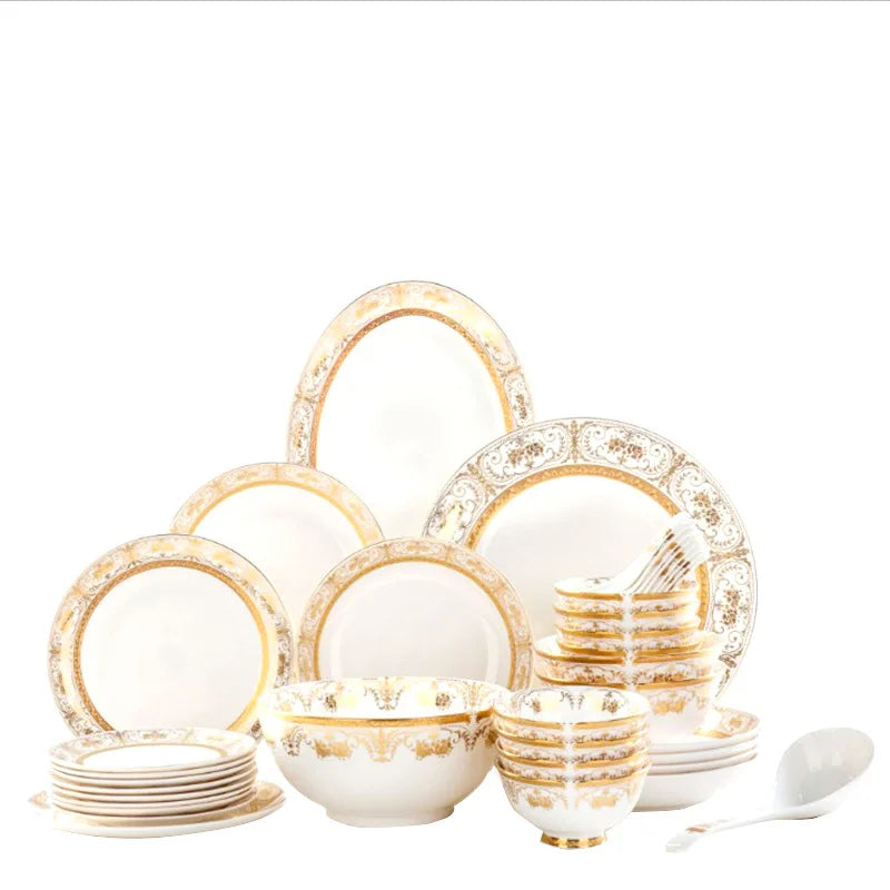 JIUWANG Wholesale 28 56 PCS Plate Bowl Dinnerware Fine Bone China Dinner Sets